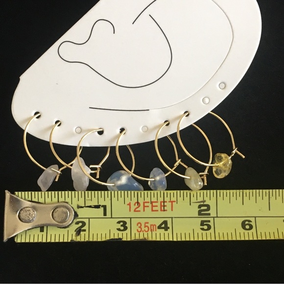 Mini Natural Gemstone Tiny Hoop Earrings - Picture 5 of 6